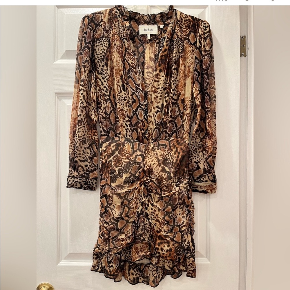 Ba&sh short chiffon snakeskin print dress NWOT